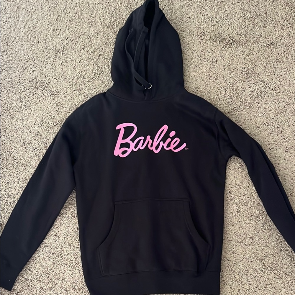 NEW Barbie women’s Black Hoodie with Pink Logo